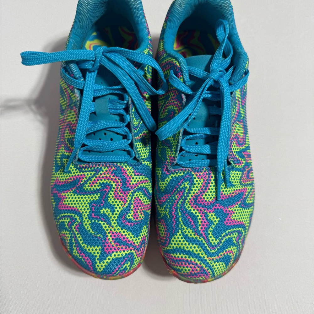 Nike Turquoise, Neon Green & Pink Swirl Athletic Sneakers